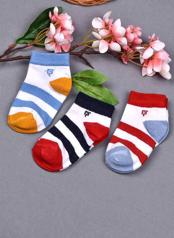FOOTPRINTS FOOTPRINT 3 Pairs Infant Kids Patterned Ankle-Length Organic Cotton Socks - Image 1